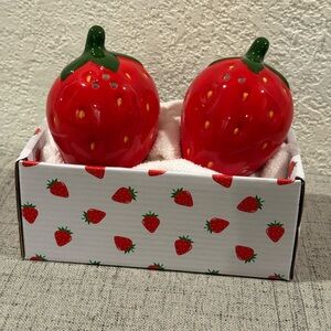 Strawberry Ceramic Salt & Pepper Shakers - Red